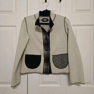 Cameleon Womens Patchwork Plaid Wool Button Down Jacket Size XS Made In USA